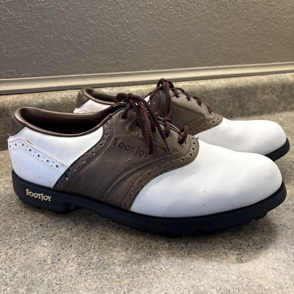 Footjoy Men's White Oxford Golf Shoes 10 M Very Good 45542 Spiked